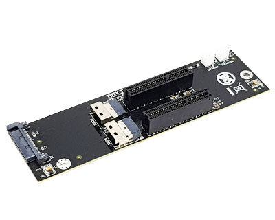 DIPCIE4XD11|SFF-8654 4x (38pin) to PCIe x4 Slot 2-in-1 Expansion Board
