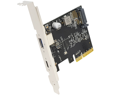 U31-PCIE2XG321|2-port (Type-C w/ Power Delivery & Std-A) USB 3.1 to PCI Express x4 (x2 mode) Gen 3 Host Card
