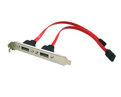 ESATA-ECP-2|Two eSATA 7pin receptacle to SATA 7pin plug signal extension cable with PCI Bracket