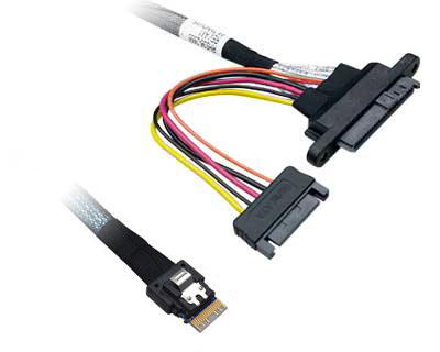 CB-S0042|SlimSAS 4i (SFF-8654 38P) plug to U.2 Receptacle (SFF-8639 68P) 85ohm Cable with Power (CB-S0042)