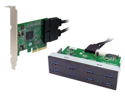 U3X4-PCIE4XE303|Quad Channel 8-port (2-port x 4) USB 3.0 to PCI Express x4 Gen 2 Host Card
