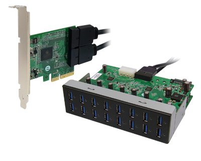 U3X4-PCIE4XE312|Quad Channel 16-port (4-port x 4) USB 3.0 to PCI Express x4 Gen 2 Host Card