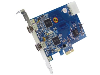 FWX2-PCIE10-2|Dual OHCI Compliant 2-port (1-port x 2) IEEE 1394a (FireWire) to PCI Express x1 Host Card featuring Ti TSB43AB22A IEEE 1394 Host Controller