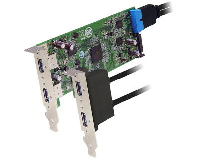 U3X4-PCIE4XE313|Quad Channel 4-port (1-port x 4) USB 3.0 to PCI Express x4 Gen 2 Host Card