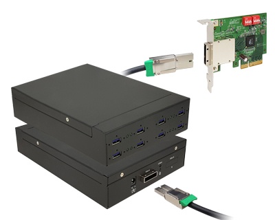 U3X4-EP4XE103E|Quad channel 8-port (2-port x 4) USB 3.0 to PCI Express x4 Gen 2 Host Docking