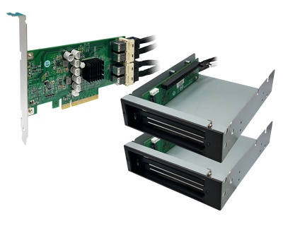 QIP4X-D4XD01|PCI Express (PCIe) x8 Gen 3 to Two PCIe x16 (x8 mode) slots Expansion system