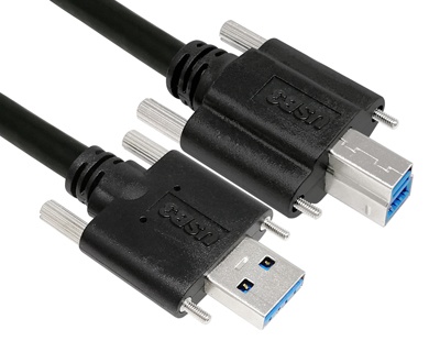 U3A2B2|USB 3.0 Std-A plug to Std-B plug Cable with two Jackscrews (M2) on both ends (CB-00537, CB-00615, CB-00628, CB-00736)