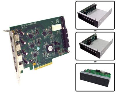 QU3IP4X-PCIE8XG201|Quad Channel 4-port (1-port x 4) USB 3.0 & Internal PCIe x4 (x4 or four x1)  to PCIe x8 Gen 2 Host Card
