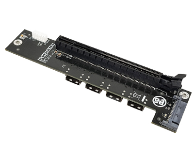 IPCIE16XD11|Four SFF-8654 4x (38pin) Connectors to PCIe x16 Slot Expansion Board