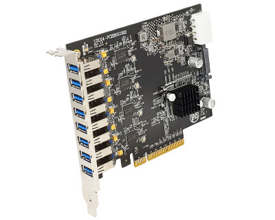 U31X4-PCIE8XG322|Quad Channel 8-port USB 3.2 Gen 2 (10Gbps) to PCI Express x8 Gen 3 Host Card
