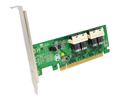 QIP4X-PCIE16XB01|Internal PCIe (two SFF-8643 72pin) to PCI Express x16 Bifurcation Riser Card
