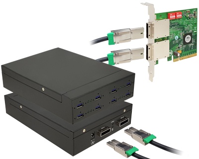 U3X8-EP8XE102E|Octad channel 8-port (1-port x 8) USB 3.0 to External PCI Express x8 Gen 2 Host Docking