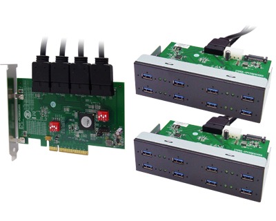 U3X8-PCIE8XE103|Octad Channel 16-port (2-port x 8) USB 3.0 to PCI Express x8 Gen 2 Host Card